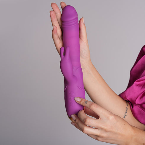 USB Rechargeable Realistic Silicone Thrusting Dildo Vibrator G Spot Clitoral Stimulator Rabbit Vibrator for Women Adult Sex Toy