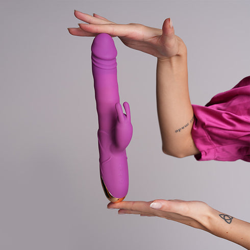 USB Rechargeable Realistic Silicone Thrusting Dildo Vibrator G Spot Clitoral Stimulator Rabbit Vibrator for Women Adult Sex Toy