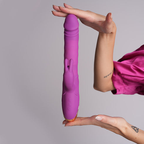 USB Rechargeable Realistic Silicone Thrusting Dildo Vibrator G Spot Clitoral Stimulator Rabbit Vibrator for Women Adult Sex Toy