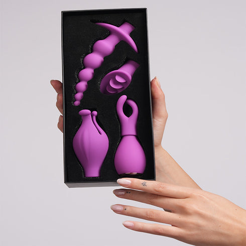 4 Pcs Set Anal Vaginal Clitoral Stimulator Tongue Licking G-Spot Vibrating Bullet Massager Vibrator With Interchangeable 4 Caps