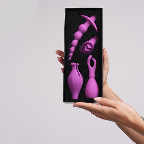 4 Pcs Set Anal Vaginal Clitoral Stimulator Tongue Licking G-Spot Vibrating Bullet Massager Vibrator With Interchangeable 4 Caps