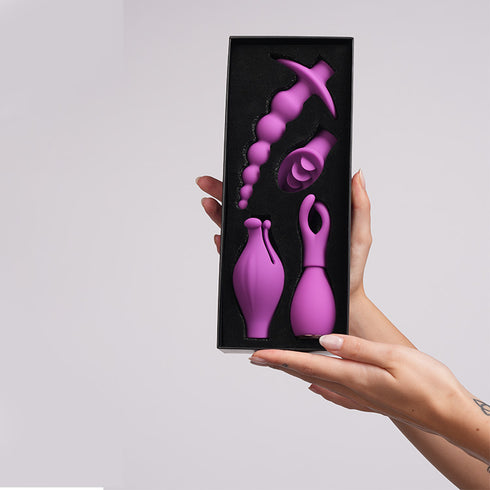 4 Pcs Set Anal Vaginal Clitoral Stimulator Tongue Licking G-Spot Vibrating Bullet Massager Vibrator With Interchangeable 4 Caps