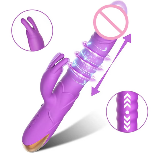 Rabbit Vibrator G-Spot and Clitoral 3 Thrust & 10 Vibrating Modes Silicone Vibrator