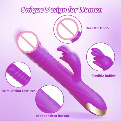 Rabbit Vibrator G-Spot and Clitoral 3 Thrust & 10 Vibrating Modes Silicone Vibrator