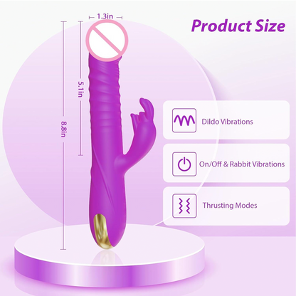 Rabbit Vibrator G-Spot and Clitoral 3 Thrust & 10 Vibrating Modes Silicone Vibrator