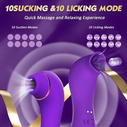 Women Sucking & Licking Sex Toy 2 in 1 Clitoris Vibrator for Women