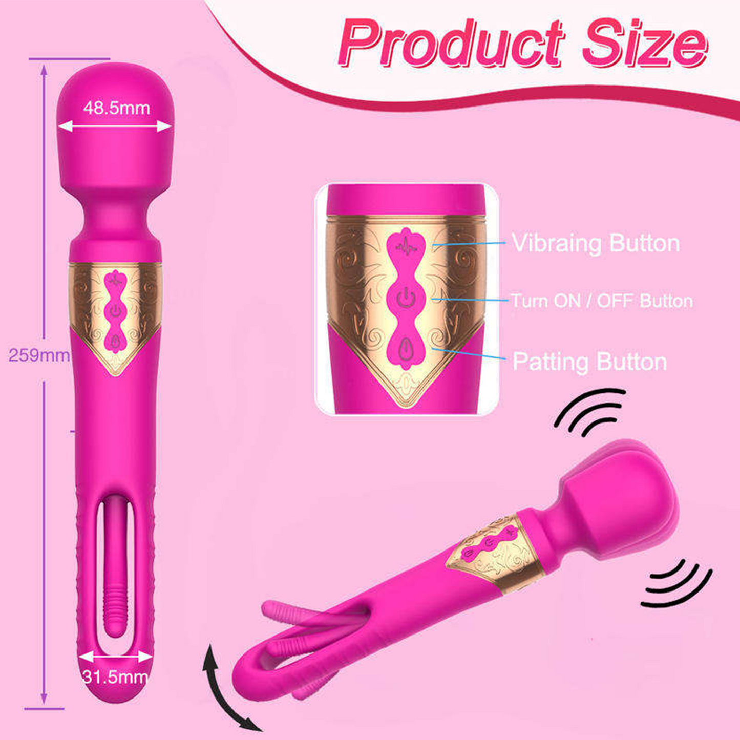 2 in 1 Vibration Flicking Vibrator AV Stick