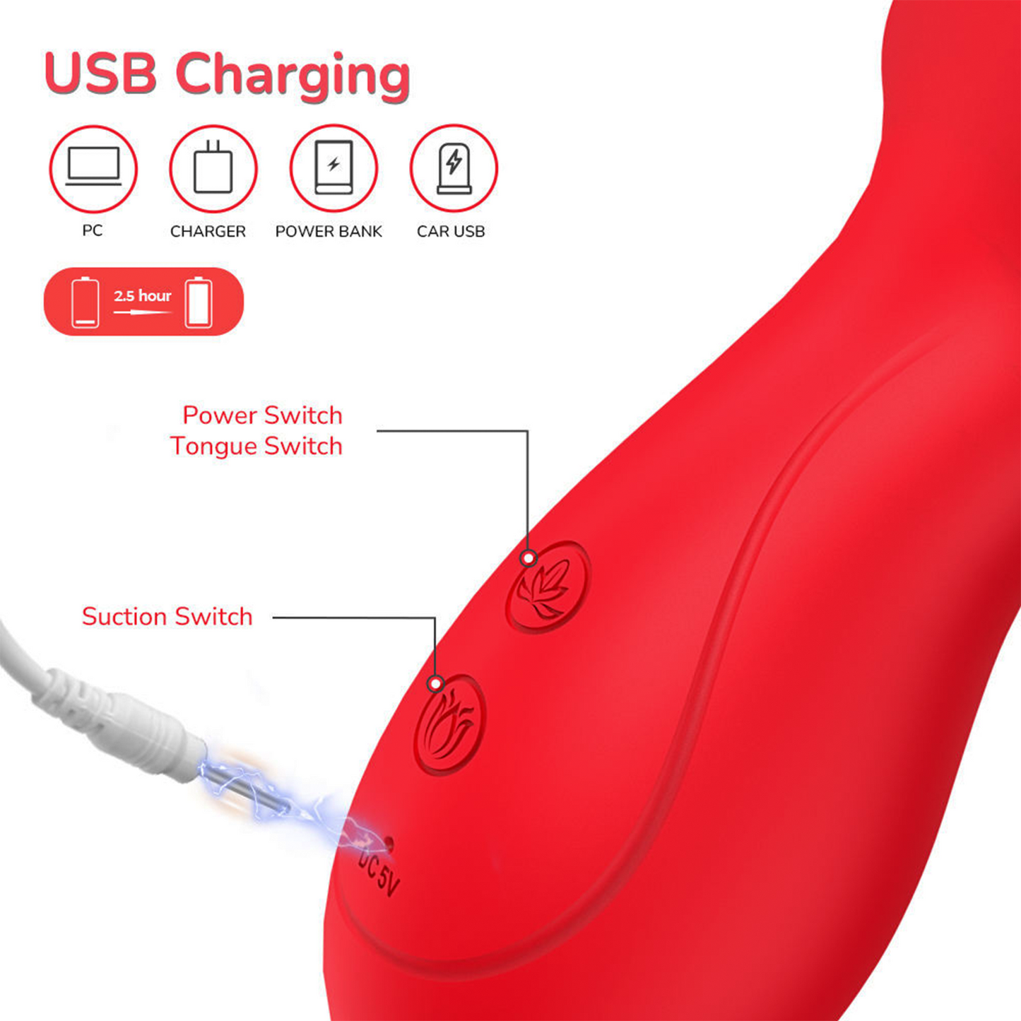 Clitoral 2 in 1 Vibrating and Sucking Tongue Vibrator Vibrators for Women G-spot