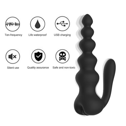10-Speed Anal Beads Vibrator Butt Plug