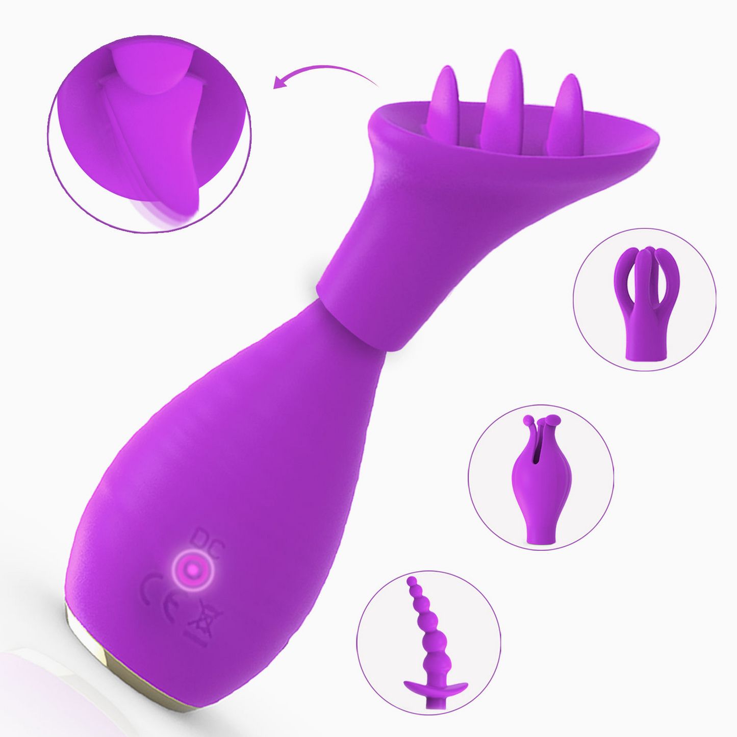 4 Pcs Set Anal Vaginal Clitoral Stimulator Tongue Licking G-Spot Vibrating Bullet Massager Vibrator With Interchangeable 4 Caps