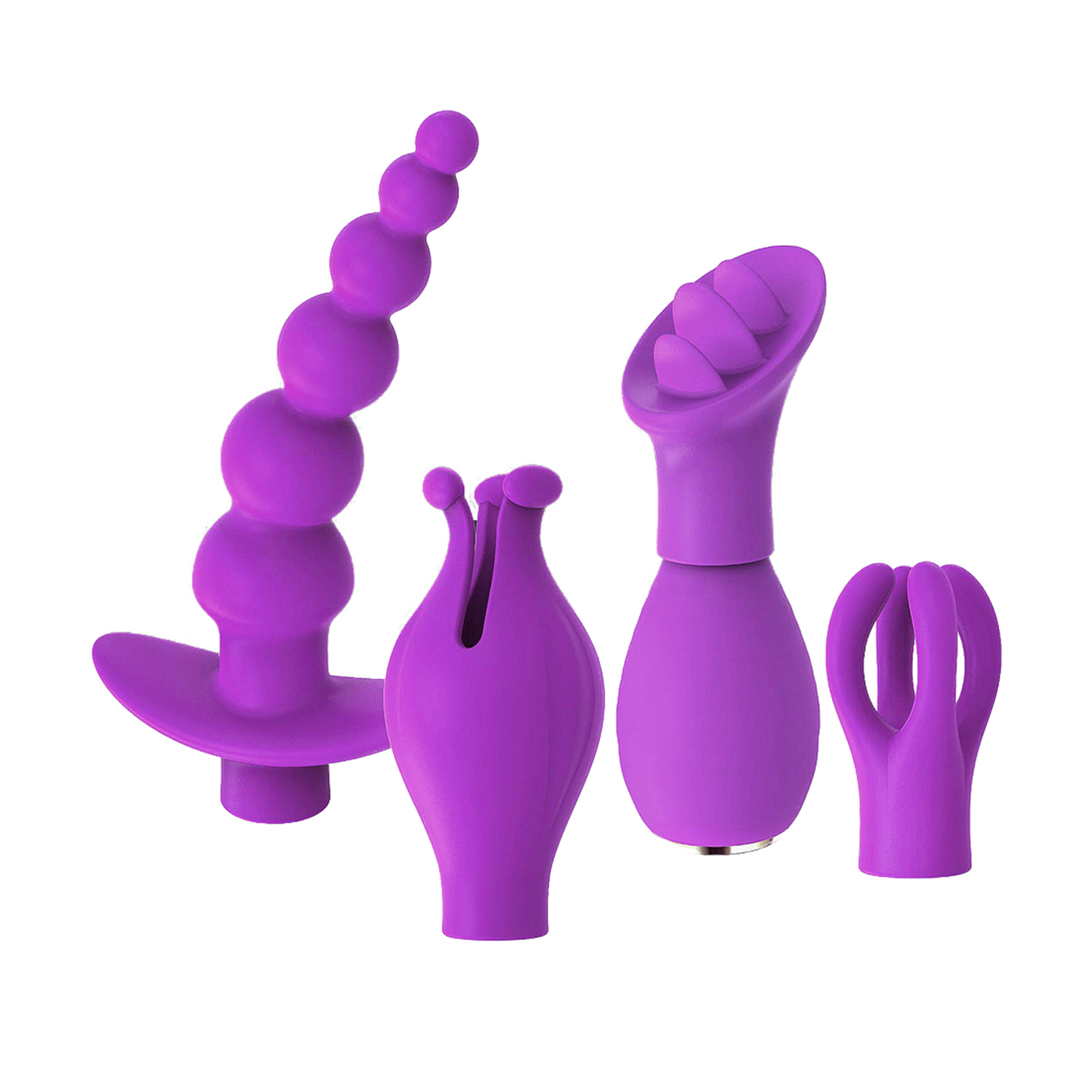 4 Pcs Set Anal Vaginal Clitoral Stimulator Tongue Licking G-Spot Vibrating Bullet Massager Vibrator With Interchangeable 4 Caps